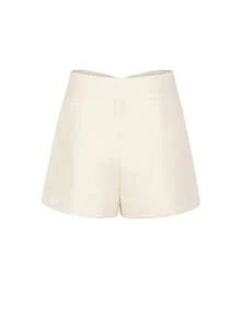 SHEIN LUNE Chi tiết Nút Đường may Chi tiết Quần short - Màu be - Xem 2