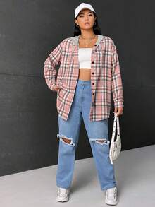 SHEIN EZwear Hơn 1 Miếng In kẻ sọc Thả vai Dây rút Áo trùm đầu - Nhiều màu - Xem 6