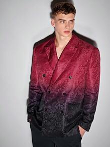 GENTILAND Loose-Fit Ombre dubbelknäppt kavaj för män - Bourgogne - Visa 1