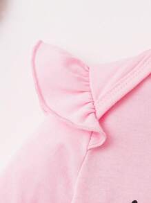 SHEIN 女嬰奶牛&標語圖案荷葉邊連身背心&喇叭褲＆ 頭巾 - 彩色 - 查看 8