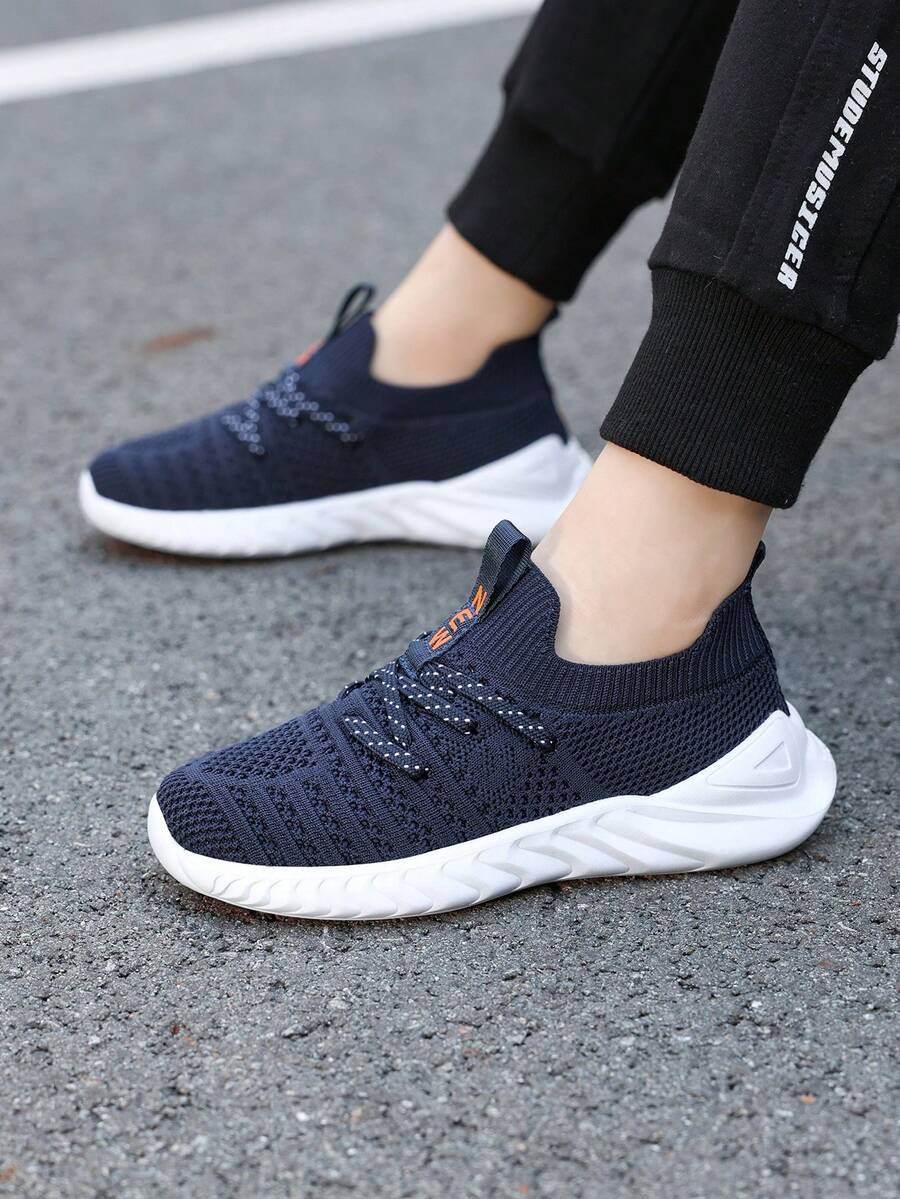 Giày thể thao chạy bộ trẻ em bằng lưới thoáng khí, nhẹ, kiểu dáng slip-on, thời trang mùa hè. - Màu xanh hải quân - Xem 1