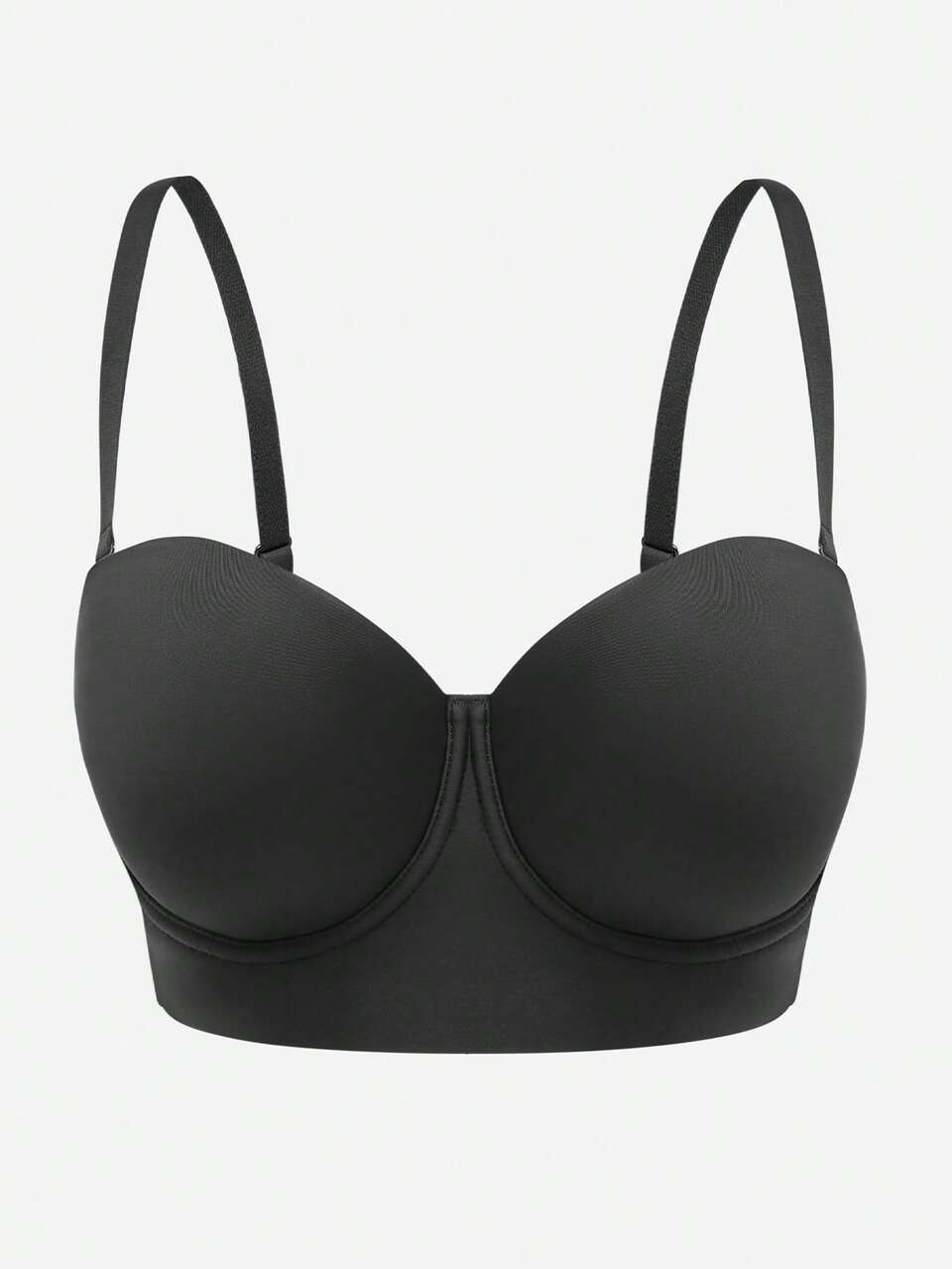 Dream Curve Support+ Seamless Push-Up Black Longline Strapless Lingerie As Outerwear Basic Half Wedding Bra