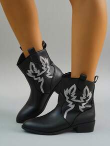 Ladies' Fashionable Western Style Black Boots, Cowboy Boots For Women - Black - View 2