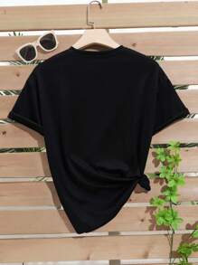 SHEIN LUNE Mèo in Áo thun - màu đen - Xem 2