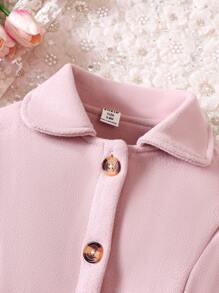 Đứa bé gái Nơ mặt trước Chi tiết xếp li Áo khoác - Hồng - Xem 4