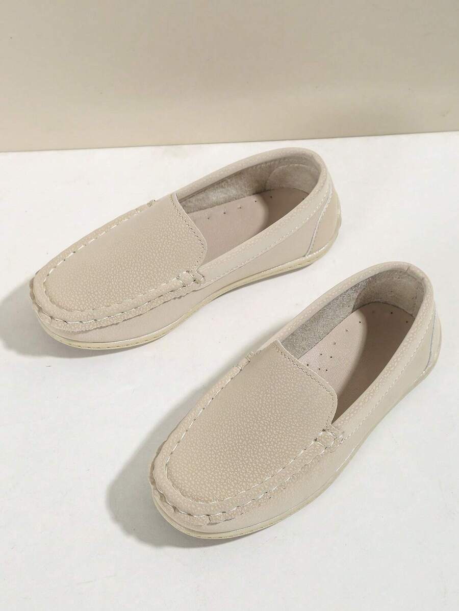 孩子們舒服的一腳蹬樂福鞋,時尚和透氣適合春天和夏天 - 杏色 - 查看 1