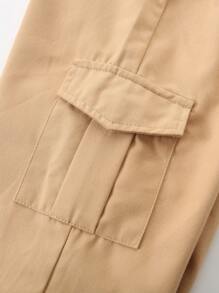 男嬰側翻蓋口袋長褲 - 卡其色 - 查看 5