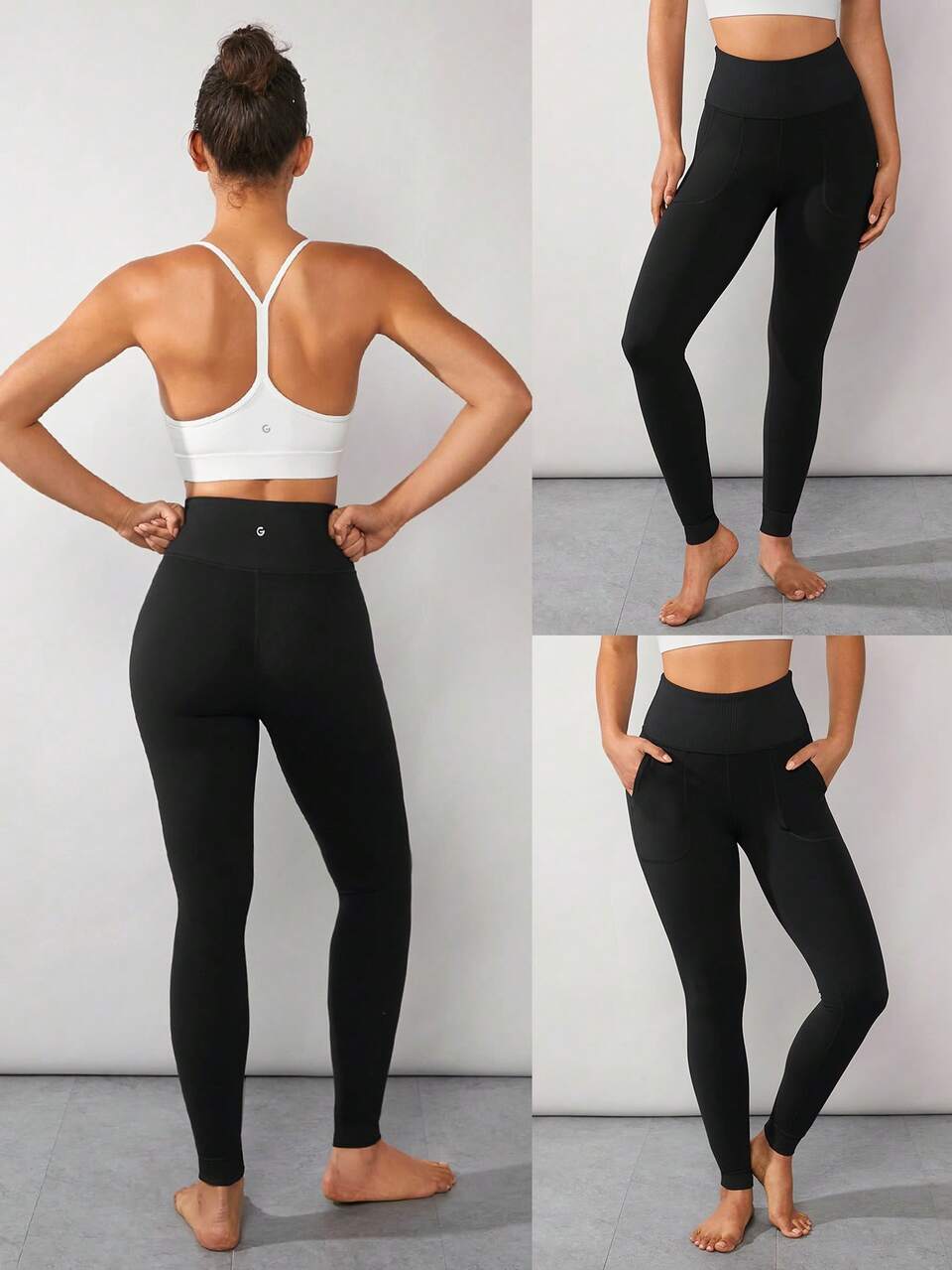 Leggings De Yoga Featherfit™ 26" Taille Avec Panneau Nervuré, Collant De Gymnastique Ultra-extensible Avec Poche Latérale