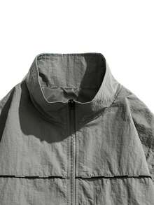 Men Zip Up Drop Shoulder Jacket & Pants - Grey - View 5