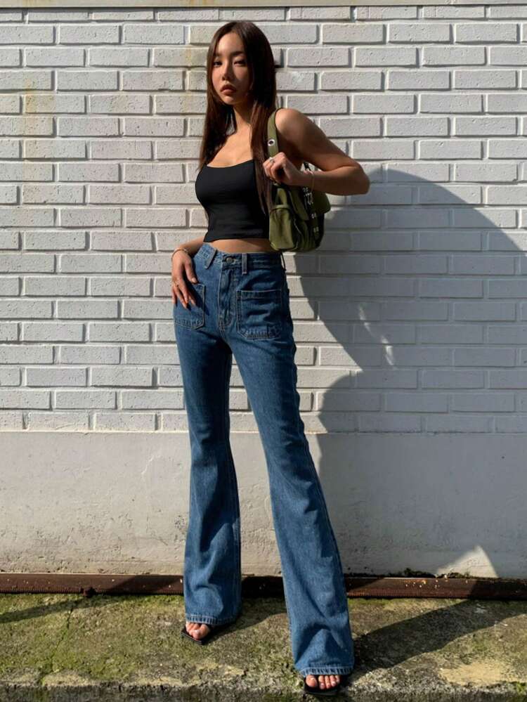 Solid Crop Cami Top Tank Tops Preppy Tops