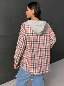 SHEIN EZwear Hơn 1 Miếng In kẻ sọc Thả vai Dây rút Áo trùm đầu - Nhiều màu - Xem 2