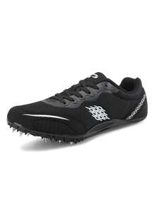 Men's Geometric Pattern Athletic Shoes With Laces - Black - View 3