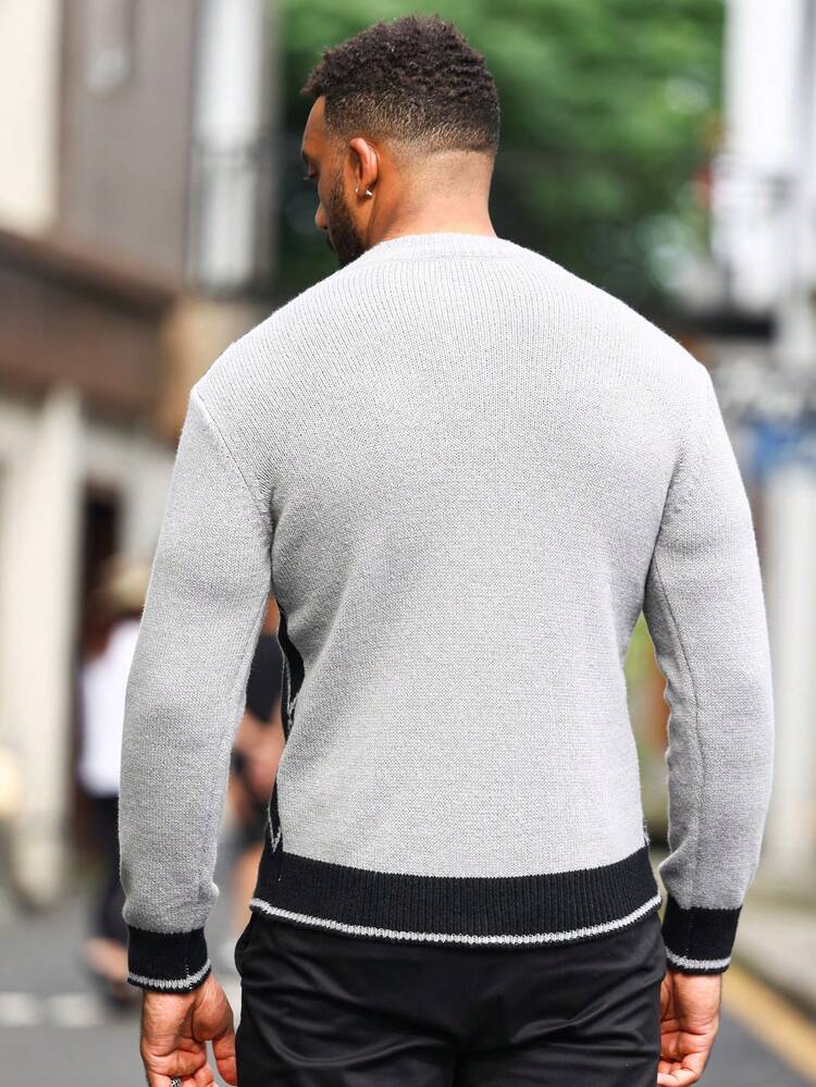 Men Argyle Pattern Quarter Button Sweater