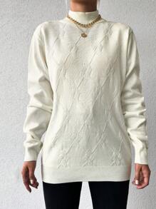 EURMUSE Solid Mock Neck Sweater - White - View 5