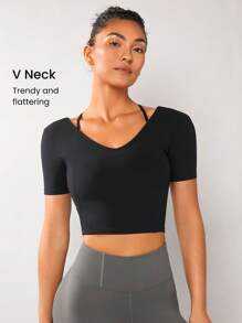 GLOWMODE Featherfit™纖薄短款輪廓t恤 - 黑色 - 查看 3