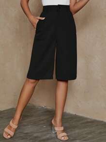 EMERY ROSE Solid Slant Pocket Bermuda Shorts