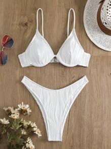 Swim Basics Summer Beach Plain Underwire Bikini Set