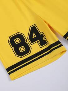 Manfinity Homme 男士寬鬆字母印花t恤和條紋修剪短褲