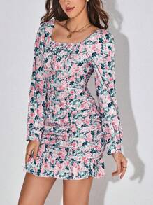 Kristen Knechtel Vestido ajustado con estampado floral fruncido - Rosa - Ver 5