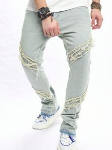 Manfinity LEGND Nam Xén Thô Quần legging thẳng - Rửa nhẹ - Xem 7