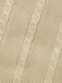 Baby Girl 1pc Button Detail Cable Knit Romper - Khaki - View 4