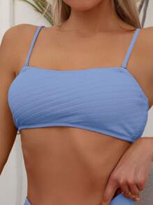 Swim Basics Summer Beach Solid High Waisted Bikini Set