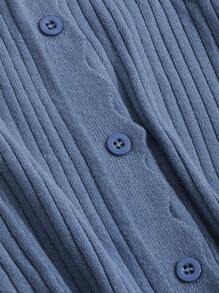DAZY Scallop Trim Button Front Cardigan,Fall Clothes - Dusty Blue - View 9