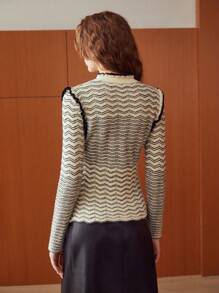 MOTF PREMIUM CHEVRON FRILL TRIM SWEATER - Multicolor - View 3