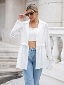 Aveloria Lapel Neck Drawstring Waist Coat