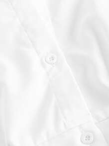 SHEIN MOD Solid Drop Shoulder Crop Shirt - White - View 4