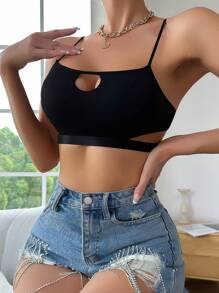 Solid Criss Cross Backless Bra