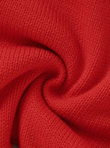 女嬰地理圖案絞花針織連身褲和帽子（不含 T 卹）聖誕禮物 - 紅色 - 查看 5