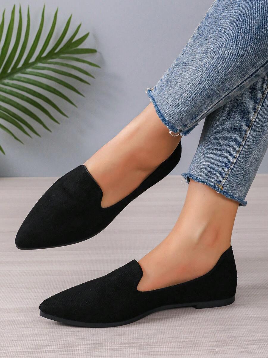 女性時尚所有季節平底樂福鞋適用於戶外運動 - 黑色 - 查看 1