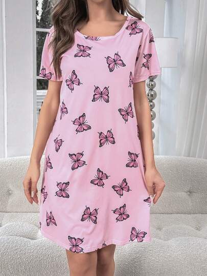 Butterfly Print Pajama Nightdress view 4