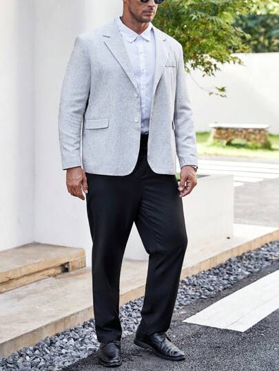 Calvornis Men Plus Single Breasted Blazer & Suit Pants