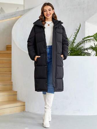 Cinemore Slant Pocket Zip Up Hooded Padded Coat