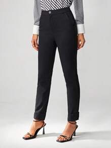 BizChic Pantalones unicolor con bolsillo oblicuo - Negro - Ver 6