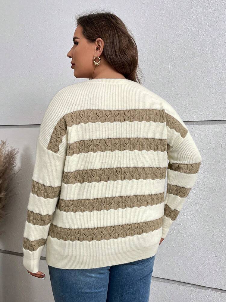 Plus Two Tone Drop Shoulder Sweater