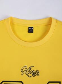 Manfinity Homme 男士寬鬆字母印花t恤和條紋修剪短褲