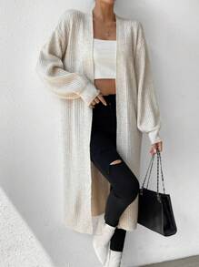 EMERY ROSE Drop Shoulder Casual Design Cardigan,Long Sleeve Tops Fall Winter Cloth For Women - Apricot - View 5