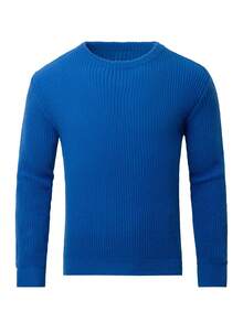 Manfinity Homme Men Solid Ribbed Knit Sweater - Blue - View 5