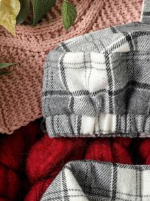 Baby Girl Plaid Print Bow Front Ruffle Hem Cape & Hat