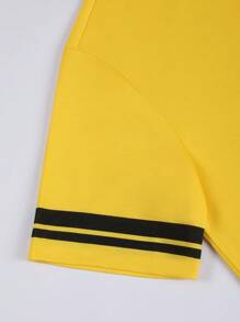 Manfinity Homme 男士寬鬆字母印花t恤和條紋修剪短褲