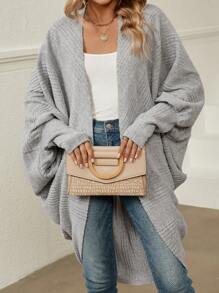 SHEIN Clasi tay cánh Mở Mặt trước áo - Xám - Xem 6