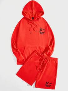 Manfinity RebelGame Nam Đồ họa Hoạt hình Dây rút Áo Hoodie & Quần Short - trái cam - Xem 1