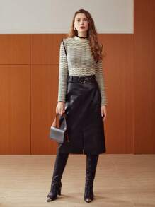 MOTF PREMIUM CHEVRON FRILL TRIM SWEATER - Multicolor - View 4