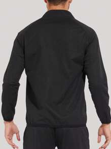 Men Letter Graphic Sports Sweatshirt Gym Clothes Men - Black - View 2