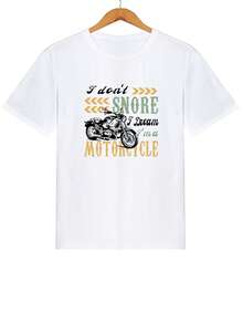 Men Motorcycle & Letter Graphic Tee - White - View 5