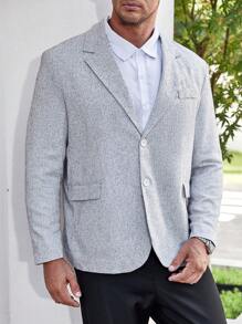 Calvornis Men Plus Single Breasted Blazer & Suit Pants - Black and White - View 4