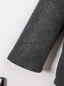 Young Boy Double Breasted Flap Detail Overcoat - Grey - View 4